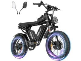 Bicicleta Elétrica RIDSTAR Q20 Pro 2000W Motores Duplos 40Ah Baterias Duplas 60 Km/H Pneus Grandes de 20 Polegadas Pretos