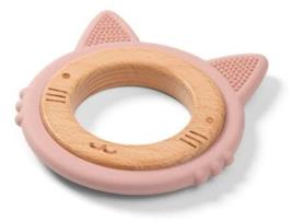 Babyono Wooden And Silicone Teether Kitten Dourado