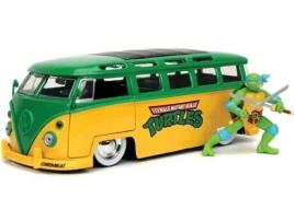 Jada Toys 1/24 Hollywood Rides Vehicle 1962 Vw Bus With Leonardo Figure Ninja Turtles Amarelo