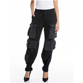 Replay W8019b.000.10307 Cargo Pants Preto 26 Mulher