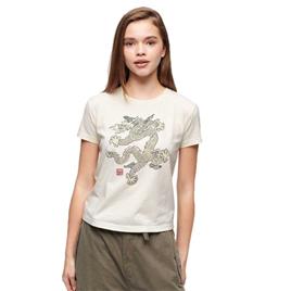 Superdry Dragon Slim Short Sleeve T-shirt Beige S Mulher