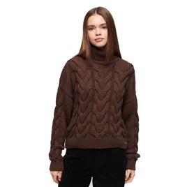 Superdry Chain Cable Knit Polo Sweater Castanho XS Mulher