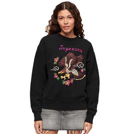 Superdry Suika Embroidered Loose Sweatshirt Preto S Mulher