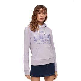 Superdry Metallic Vintage Logo Graphic Hoodie Roxo M Mulher