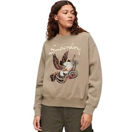 Superdry Suika Embroidered Loose Sweatshirt Beige S Mulher
