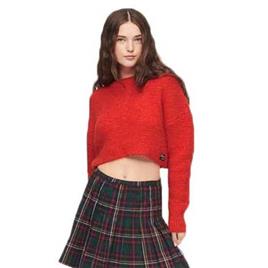 Superdry Vintage Textured Crop Round Neck Sweater Laranja L Mulher