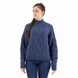 Superdry Aran Cable Knit High Neck Sweater Azul XS Mulher