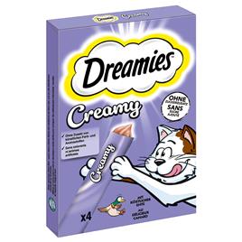 Dreamies Creamy 12 x 10 g snacks cremosos em promoção: 8 + 4 grátis! - Pato