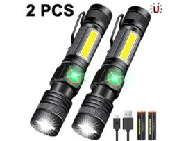 Conjunto de 2 Lanternas Recarregáveis de Alta Potência Ym1077 com Ímã Baterias TUSERXLN