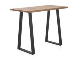 Mesa de Bar 130X70 Madeira Maciça de Acácia 25 Mm de Espessura com Pernas de Metal Preto