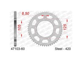 Roda Dentada Traseira de Aço para Motociclos AFAM 420 60 Dents
