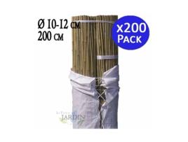 Tutor de bambu natural 200 cm 10-12 mm Pacote 200 Varas de bambu ecológicas para apoiar árvores, plantas e vegetais SUINGA