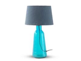 Candeeiro de Mesa de Vidro Azul com Abaixo de Algodão Azul