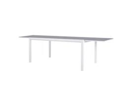 Mesa Conceito Retangular Extensível Alumínio Branco e Vidro Temperado Cinza Claro 150/225100