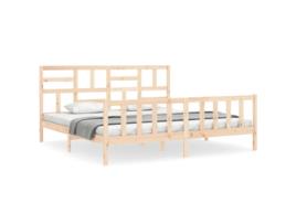 Estrutura de cama Super King Size VIDA XL com cabeceira madeira maciça