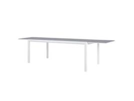 Mesa Conceito Retangular Extensível Alumínio Branco e Vidro Temperado Cinza Claro 200/300100