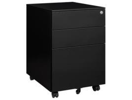 Unidade de Gaveta com Fechadura-Armário de Secretária 39X60 Cm 3 Gavetas Preto EUROSEATS