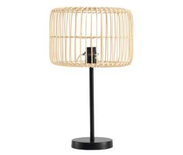 Lâmpada de mesa de fibras naturais e base de metal