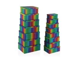 Conjunto de Caixas de Organização Empilháveis Versa Arco-íris Cartão 15 Peças 35 x 16,5 x 43 cm