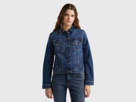 Benetton, Blusão Rider De Jeans, size XS, Azul-escuro, Mulher