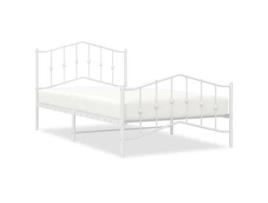 Estrutura de cama com cabeceira e pés VIDA XL metal branco (100x200 cm)