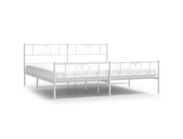 Estrutura de cama com cabeceira e pés VIDA XL metal branco