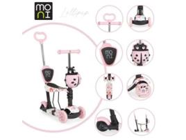 Scooter Evolutiva Lollipop com Assento e Alça dos Pais Pink MONI