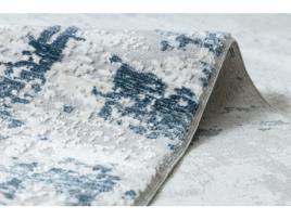 Tapete Moderno Duke 51378 Creme / Azul Concreto Pedra Estruturado Muito Macio Franjas