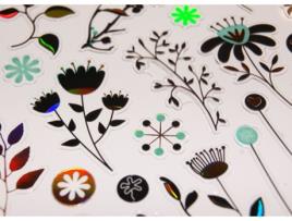 Autocolantes Flores Azul Iridescente e Dourado GLOBAL GIFT