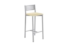 Banqueta de Cozinha em Alumínio Kati com Encosto Médio 33x87x38cm Couro Sintético Creme FANMUEBLES