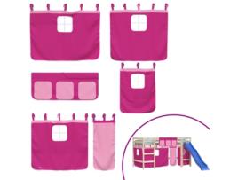 Cortinas VIDA XL para cama elevada poliéster rosa