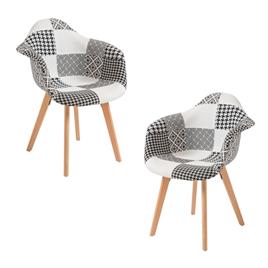 Presentes Miguel - Pack 2 Cadeiras Belu Patchwork - Patchwork branco e preto