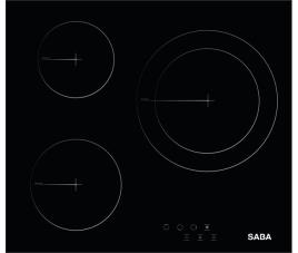 Placa vitrocerâmica saba sb-bihc1-2023. 3 zonas. 60cm. preto