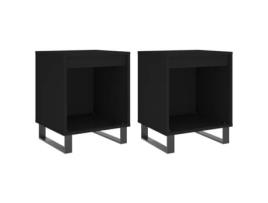 Conjunto 2 Mesas de cabeceira VIDA XL derivados de madeira preto ((40x35x50 cm))