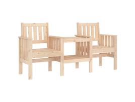Banco de Jardim 2 Lugares Vida Xl com Mesa Pinho Maciço VIDAXL