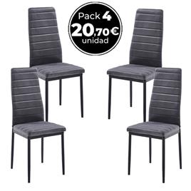 Presentes Miguel - Pack 4 Cadeiras Lauter Veludo - Cinza escuro