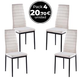 Presentes Miguel - Pack 4 Cadeiras Lauter Veludo - Beige
