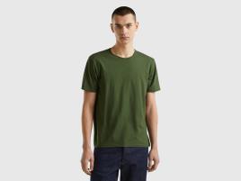 Benetton, T-shirt Verde-oliva Em Algodão Flamé, size XL, , Homem