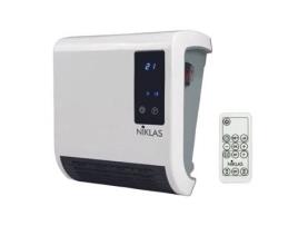 Aquecedor com Ventilador 2000W Moderno Controle Remoto Digital Programável 2 Potências Aquece Até 20 M² Ip22 NIKLAS