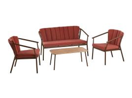 Conjunto De Sofás + Mesa Garden Star Bordeaux 4 Peças