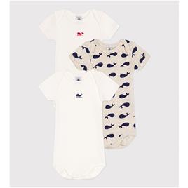 Petit Bateau Lote de 3 bodies de mangas curtas