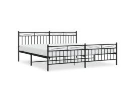 Estrutura de cama com cabeceira e pés VIDA XL metal preto