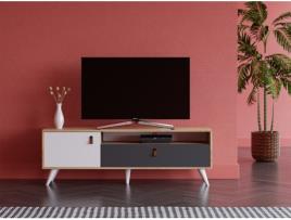 Móvel de TV HOMEMANIA Pera (Castanho e Branco - 150 x 36,5 x 50 cm)