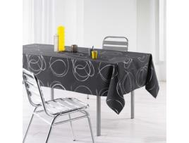 Toalha de Mesa com Círculos Prateados Sobre Fundo Antracite 150X240 Cm L'HARMONIE DU DECOR