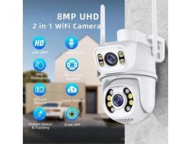 Câmara Rotativa PTZ Dupla Lente Wifi Exterior 1080P 360º Noturna