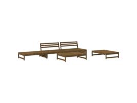 Conjunto 5 Lounge Jardim Madeira de Pinho Vida Xl Maciça Castanho-Mel VIDAXL