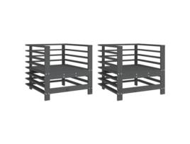 Conjunto 2 Cadeiras de Jardim Vida Xl Madeira de Pinho Maciça Cinzento VIDAXL