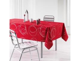 Toalha de Mesa com Círculos Prateados Sobre Fundo Vermelho 150X240 Cm L'HARMONIE DU DECOR