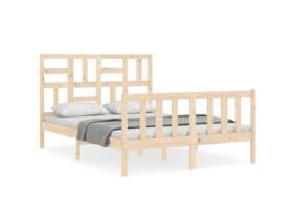 Estrutura de cama de casal VIDA XL com cabeceira madeira maciça