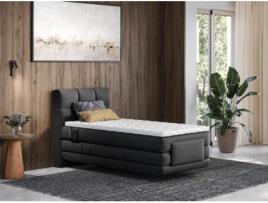 Cama com Cabeceira Boxspring Tapizada Somier Eléctrico Relajación Sobrecolchón PALACIO Preto (100x200cm)